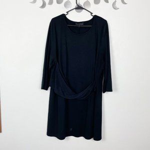 Eloquii Woman's Sz‎ 20 Black Long Sleeve Sheath Dress With Draped Front